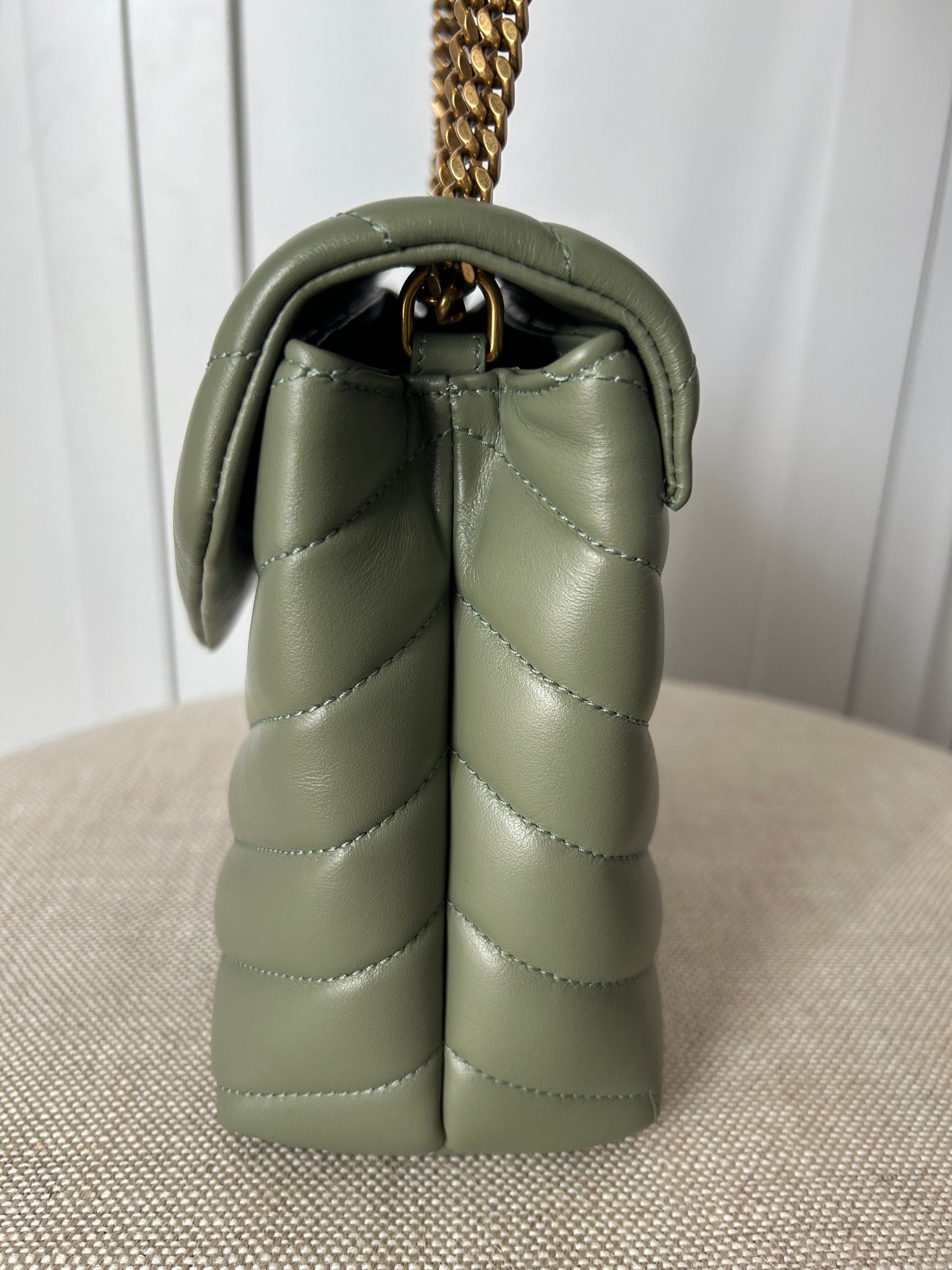 YSL - Saint Laurent Lou Lou Small in Quilted Leather - Sage