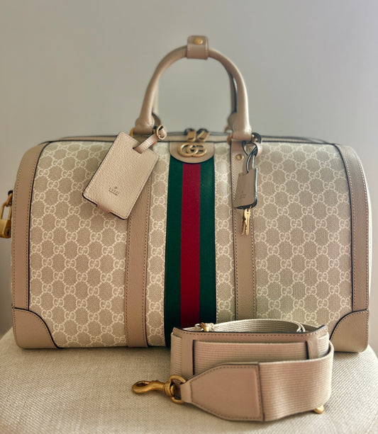 Gucci Ophidia Carry On Duffle Bag GG Coated Canvas Medium