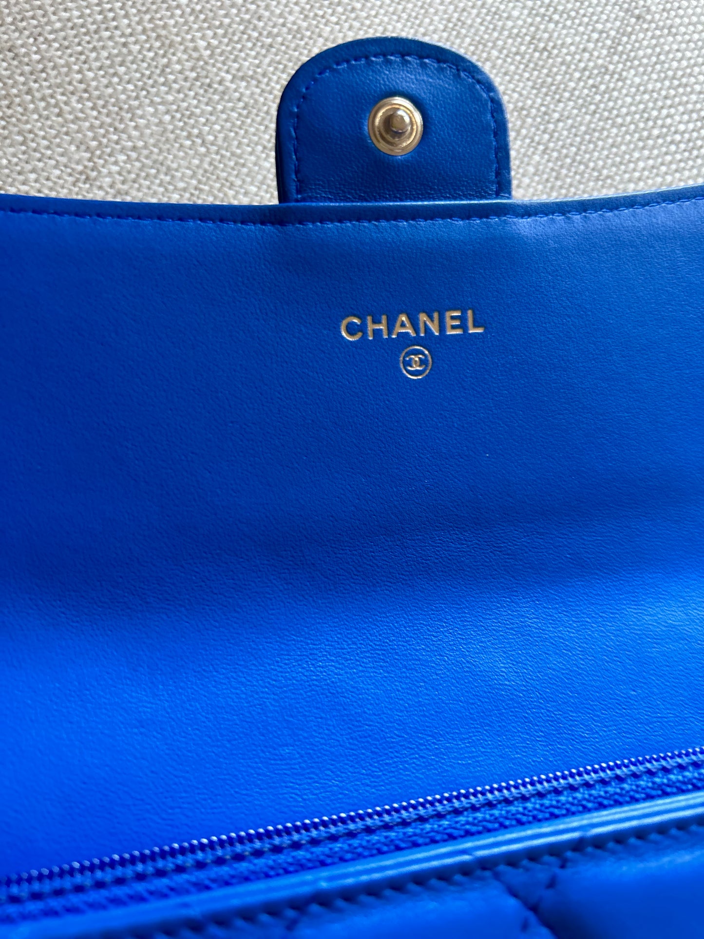 Chanel Lambskin Diamond Quilt Single Flap Wallet (blue)