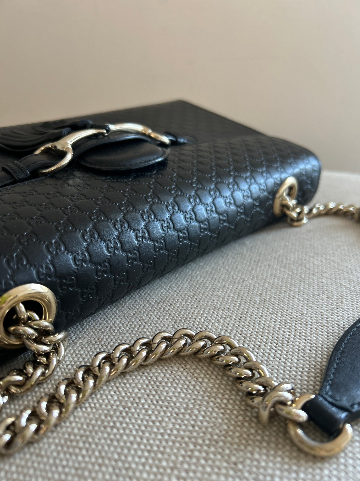 Emily Embossed Monogram Guccissima Calfskin in Black