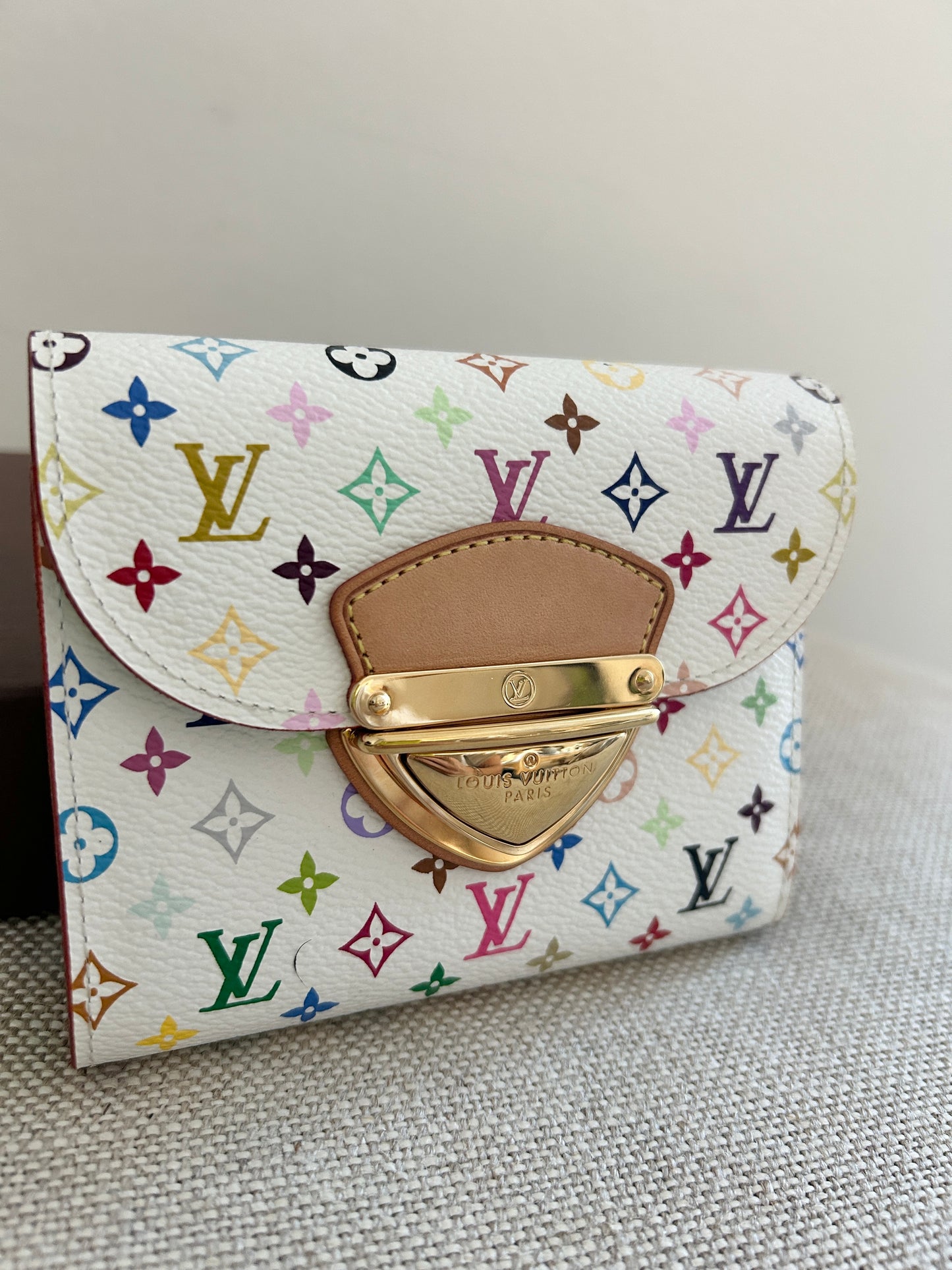 Louis Vuitton Takashi Murakami X Louis Vuitton White Monogram Multicolore Joey Wallet