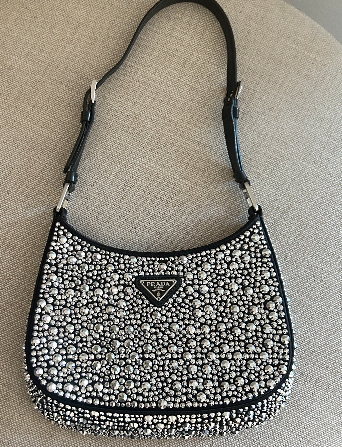 Prada Cleo Satin Bag With Crystals