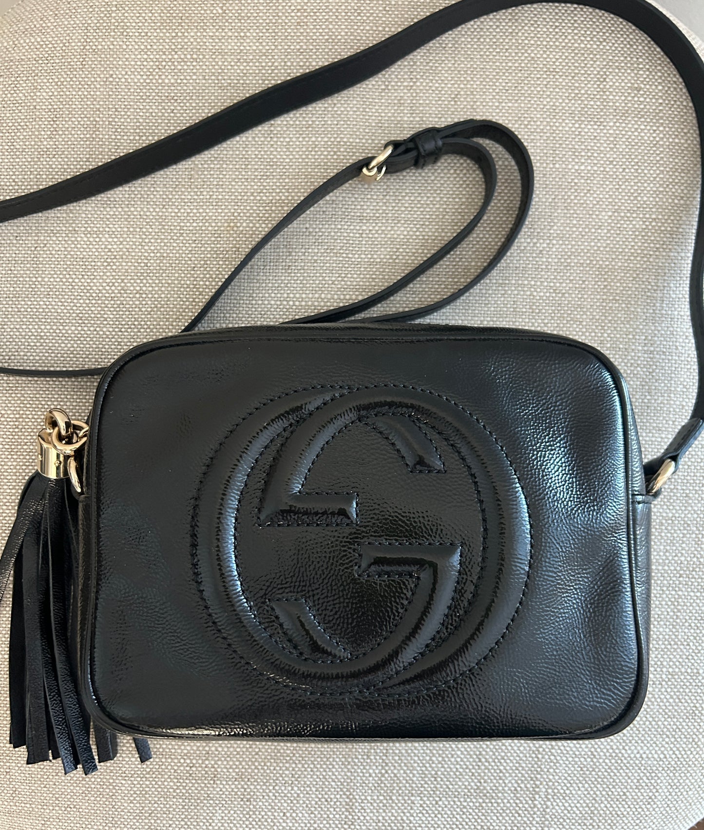 Gucci Vernice Naplack Small Soho Disco Bag Black