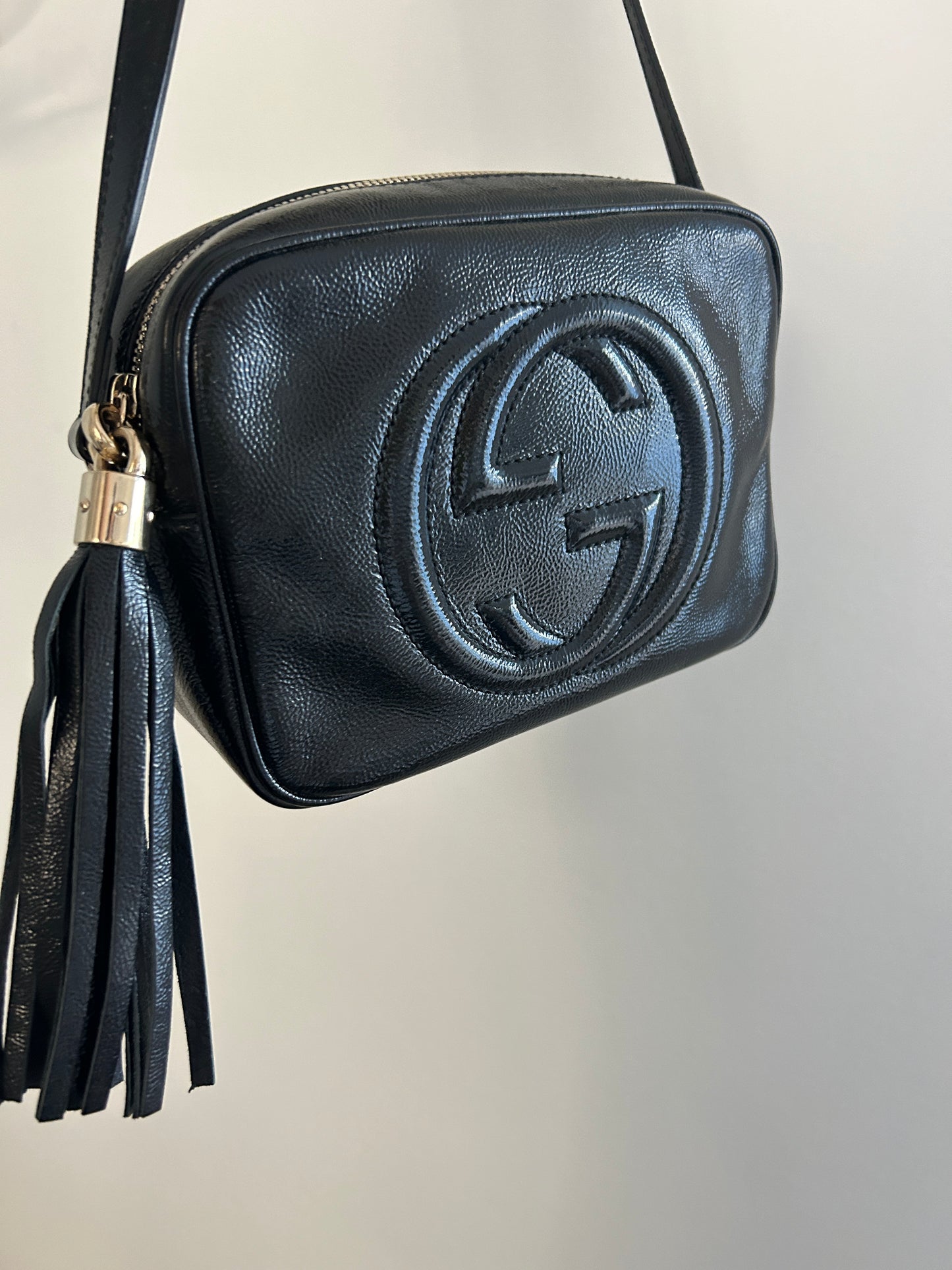 Gucci Vernice Naplack Small Soho Disco Bag Black