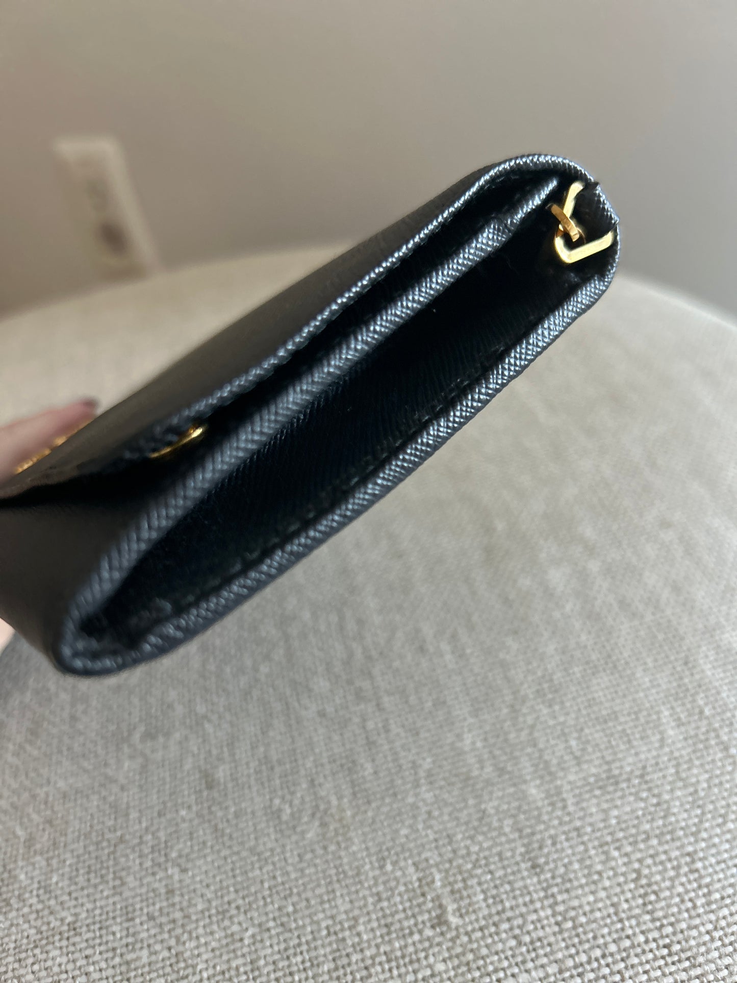 Prada Wallet on Chain in Black Saffiano Leather