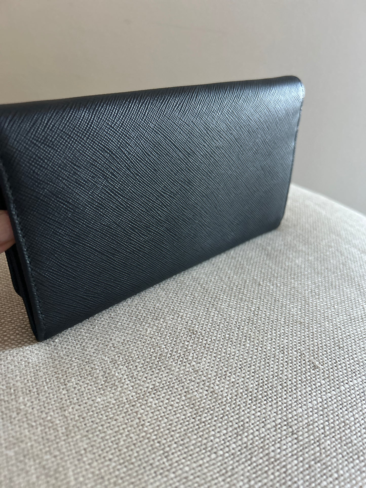 Prada Wallet on Chain in Black Saffiano Leather