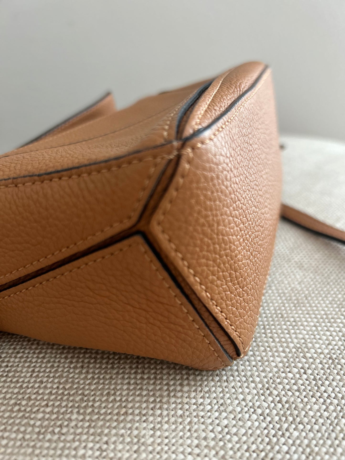 LOEWE Mini Puzzle -Grained Calfskin Tan with Gold Hardware