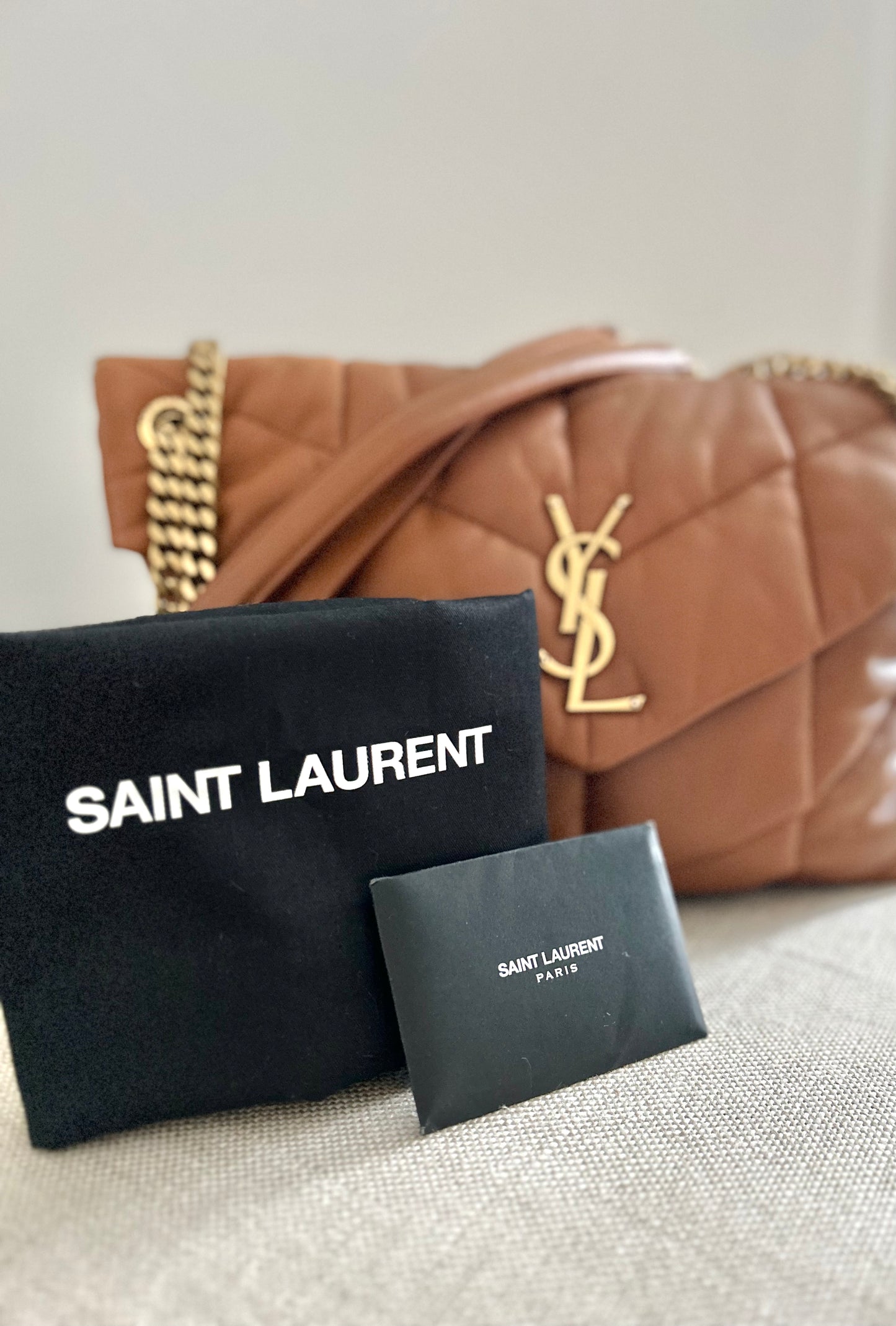 Saint Laurent Medium Lou Lou Puffer in Miel Dark Tan (Medium)